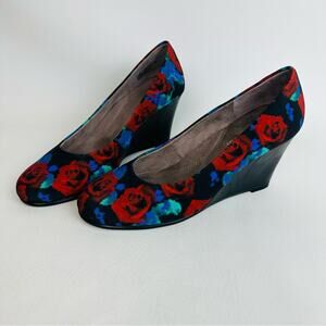 Aerosoles Plum Tree  Floral Wedge 3" Heel Pumps Shoes Womens Sz 7.5 M